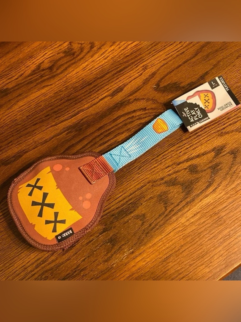 NWT BARK Super Chewer Dog Grog Growler Tug Toy Squeaker Rubber Core Large